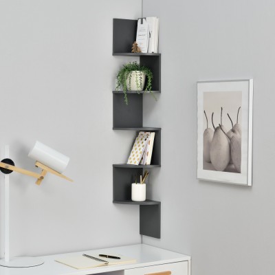 [en.casa]&amp;reg; Raft Design Retro Style, 1 raft perete Modell 22, en.casa, MDF, gri mat lacuit HausGarden Leisure foto
