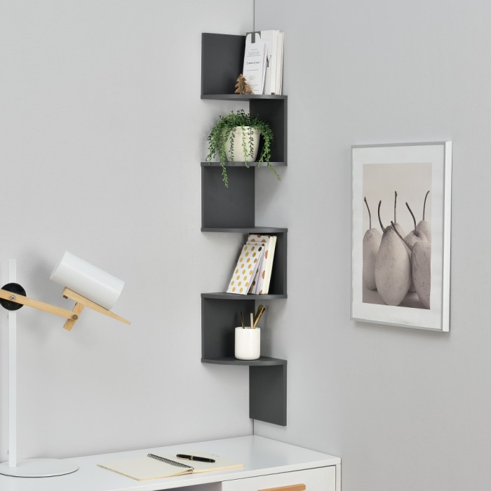 [en.casa]&reg; Raft Design Retro Style, 1 raft perete Modell 22, en.casa, MDF, gri mat lacuit HausGarden Leisure