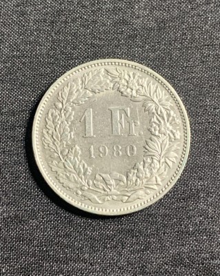 Moneda 1 franc 1980 Elvetia foto