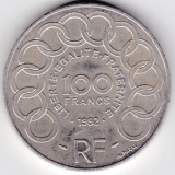 Franta 100 Franci francs 1992 Jean Monnet, Europa, Argint