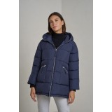 Geaca dama bleumarin oversized cu gluga, Liva