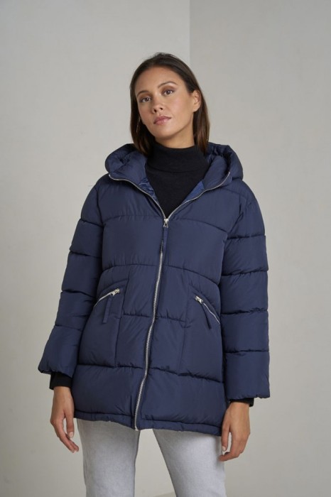 Geaca dama bleumarin oversized cu gluga, Liva