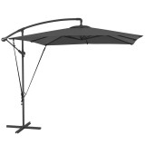 Outsunny Umbrelă de Grădină Suspendată 2.47x2.47 m, Umbrelă de Exterior cu Bază &icirc;n Cruce, Corzi Antiv&acirc;nt, Gri &Icirc;nchis | Aosom Romania