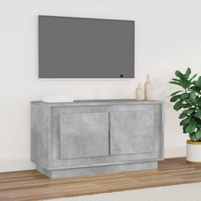 Comodă TV, gri beton, 80x35x45 cm, lemn prelucrat
