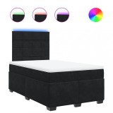 Cumpara ieftin Pat box spring cu saltea, negru, 120x190 cm, catifea