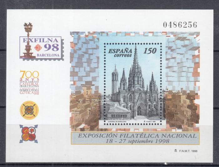 SPANIA 1998 EXPOZITIA FILATELICA NATIONALA BARCELONA BLOC MNH