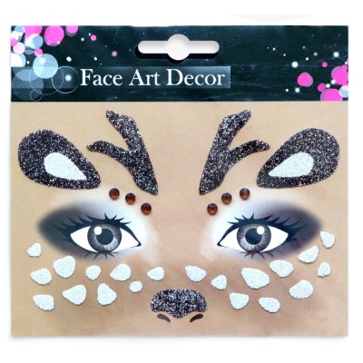 Sticker Temporar pentru Fata, Cyrax, pentru Machiaj, Face Art, Halloween, Teatru, Model Caprioara, Maro foto