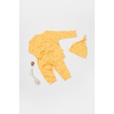 Set 3 piese:bluza, pantaloni si caciulita Printed, BabyCosy, 50% modal+50% bumbac, Lamaie (Marime: 12-18 Luni)