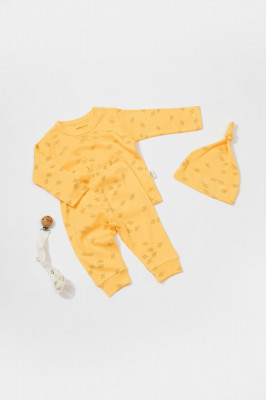 Set 3 piese:bluza, pantaloni si caciulita Printed, BabyCosy, 50% modal+50% bumbac, Lamaie (Marime: 6-9 luni) foto