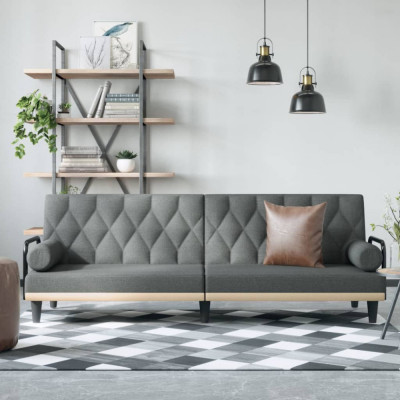 vidaXL Canapea extensibilă cu cotiere, gri &amp;icirc;nchis, textil 351938 foto