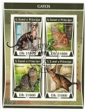 S. Tome e Principe 2017 - Pisici, Set Complet: Colita + Bloc - Timbre Straine