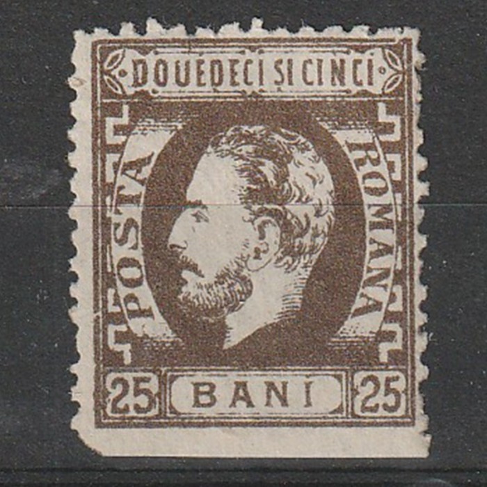 25 Bani Carol cu Barba LP37 1872 T.3 margine nedantelata