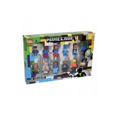 Set 12 Figurine LEBA Minecraft, cu accesorii, multicolor, 4-5cm