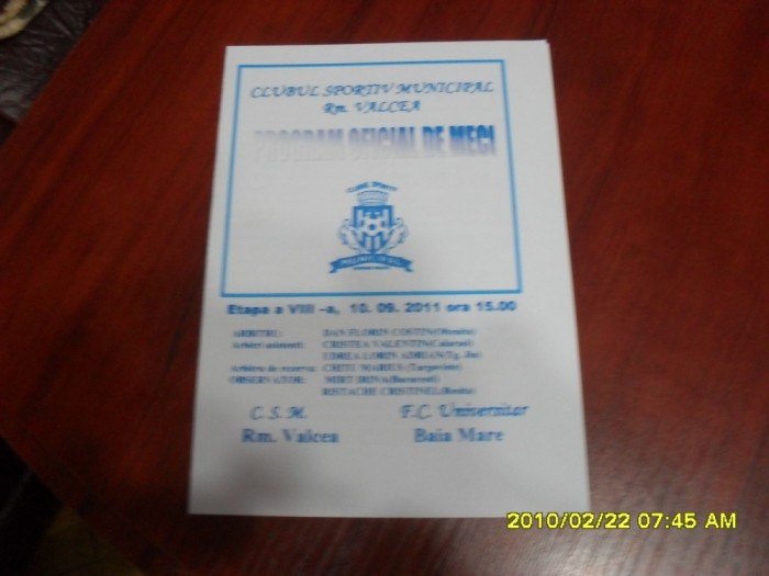 program CSM RM. Valcea - FC U Baia Mare