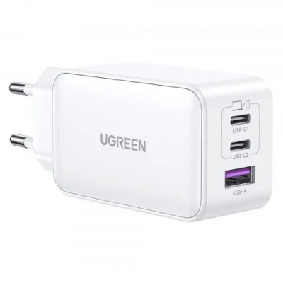 Incarcator Priza USB-A QC 3.0, 2xUSB-C PD GaN 65W, 3.25A Ugreen Nexode (15334) Alb foto