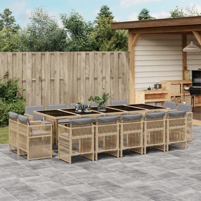 Gossi set mobilier gradina cu perne, 15 piese, bej combinat poliratan