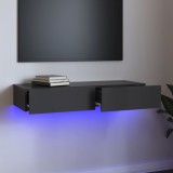 Cumpara ieftin Comodă TV cu lumini LED, gri extralucios, 90x35x15,5 cm