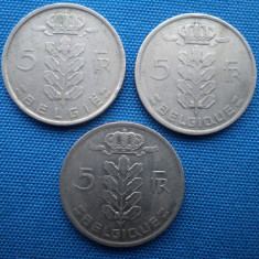 LOT 4 / 3 MONEDE 5 FRANCI (1972,1974,1978) BELGIA