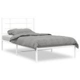 Cumpara ieftin Cadru de pat metalic cu tablie, alb, 100x190 cm