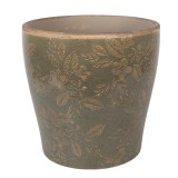 Cumpara ieftin Ghiveci flori ceramica verde maro &Oslash; 18x17 cm