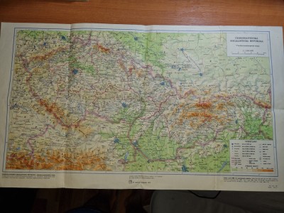 harta republica cehoslovacia - din anul 1970 - dimensiuni 60 / 33 cm foto