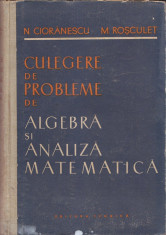 CULEGERE DE PROBLEME. Algebra si analiza matematica - Cioranescu, Rosculet foto