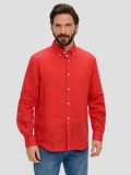 Camasa barbati din in cu maneca lunga si croiala Regular fit, Coral, S