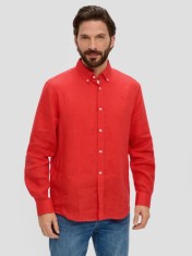 Camasa barbati din in cu maneca lunga si croiala Regular fit, Coral, S