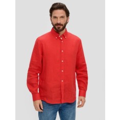 Camasa barbati din in cu maneca lunga si croiala Regular fit, Coral, S