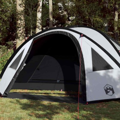 vidaXL Cort de camping 4 persoane, alb, 300x250x132 cm, tafta 185T foto