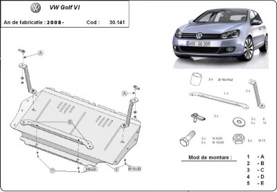 Scut motor metalic VW Golf 6 1.4i, 1.6i,&amp;nbsp;1.9Tdi, 2.0Tdi 2008-2013 foto
