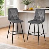 Cumpara ieftin Set 2 scaune de bucatarie/bar, Artool, Libra, catifea gri inchis, picioare metal negru, 52x56x112 cm