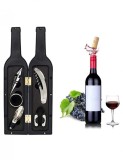 Set Cadou Accesorii Vin in forma de Sticla 6in1 culoare Neagra