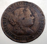 B.701 SPANIA ISABEL II 2 1/2 CENTIMOS DE ESCUDO 1867 OM 7-pointed star