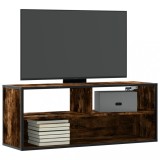 Cumpara ieftin Dulap TV stejar fumuriu 100x31x39,5 cm, lemn prelucrat și metal