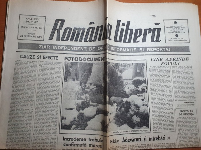 romania libera 23 februarie 1990-arti. &quot;cauze si efecte &quot; octavian paler
