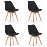 Set 4 scaune bucatarie/living, Artool, Nori, stofa, lemn, negru, 48.5x54x84 cm GartenVIP DiyLine