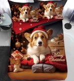 Cumpara ieftin Lenjerie Pat De Craciun O Persoana Hivernia Cr059, Bumbac, 4 Piese, Cu Elastic, Imprimeu