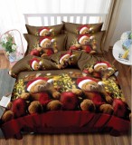 Cumpara ieftin Lenjerie Pat De Craciun Natal Cr037, Bumbac, 6 Piese, Cu Elastic, Imprimeu