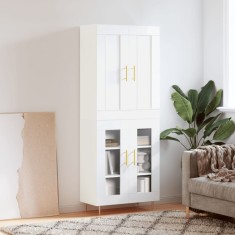 vidaXL Dulap inalt, alb extralucios, 69,5x34x180 cm, lemn compozit foto