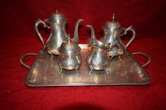 rezervat Serviciu cafea,ceai,din metal placat cu argint 5 piese NR 3 foto