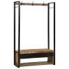 Raft pentru Haine cu C&acirc;rlige și Rafturi 110x40x185 cm Lemn Masiv de Mango Aspru