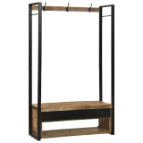 Raft pentru Haine cu C&acirc;rlige și Rafturi 110x40x185 cm Lemn Masiv de Mango Aspru