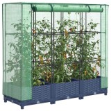 VidaXL Strat &icirc;nălțat cu husă de seră, aspect ratan, 120x40x123 cm