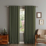 Set draperii din catifea cu rejansa transparenta cu ate pentru galerie, Madison, 200x250 cm, densitate 700 g/ml, Basil green, 2 buc