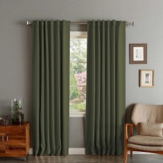 Draperie din catifea cu rejansa transparenta cu ate pentru galerie, Madison, 150x210 cm, densitate 700 g/ml, Basil green, 1 buc