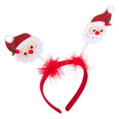 Coroniță de Par, Model Moș Crăciun, Pene Roșii, Poliester