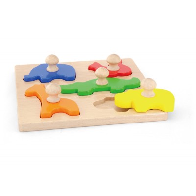 Puzzle Montessori cu maner, Animale, Viga foto