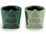 Set 2 vaze Craciun teracota catifea verde &Oslash; 8 cm x 8,5 H