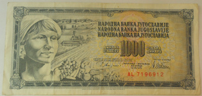 Bancnota 1000 DINARI / DINARA - RSF YUGOSLAVIA, anul 1978 *cod 437 foto